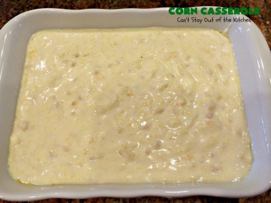 Corn Casserole | Can't Stay Out of the Kitchen | this is one of our favorite #corn #casserole #recipes. This one uses #cheddar #cheese & #JiffyCornMuffinMix. Terrific for #Christmas or #Thanksgiving dinners. #creamedcorn #corncasserole