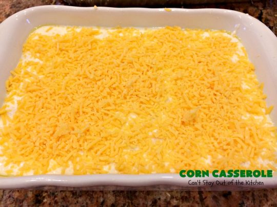 Corn Casserole | Can't Stay Out of the Kitchen | this is one of our favorite #corn #casserole #recipes. This one uses #cheddar #cheese & #JiffyCornMuffinMix. Terrific for #Christmas or #Thanksgiving dinners. #creamedcorn #corncasserole