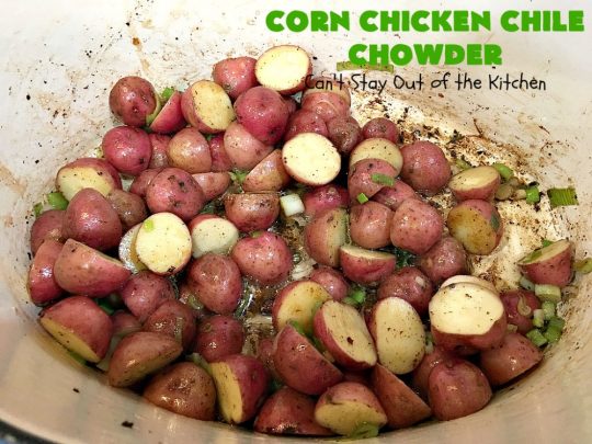 Corn Chicken Chile Chowder | Can't Stay Out of the Kitchen | this fantastic #TexMex #soup is hearty, satisfying & so filling. It's filled with Southwestern flavors that give it zest, but it's not overpowering. #corn #chicken #chowder #GreenChilies #CornChowder #GlutenFree #CornChickenChileChowder