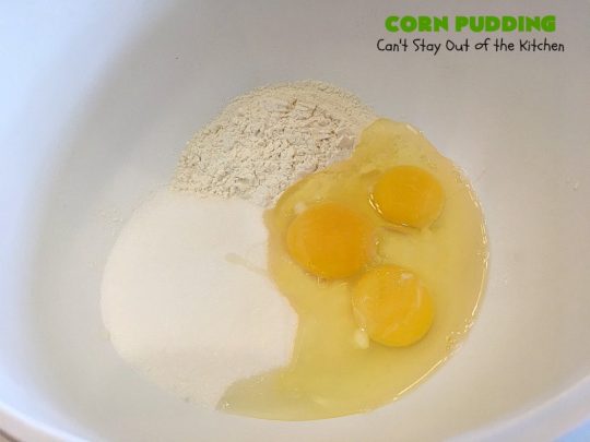 Corn Pudding | Can't Stay Out of the Kitchen | our favorite #corn #casserole recipe is also the easiest! This one is like a corn #souffle. It's the perfect side dish for #holidays like #Thanksgiving or #Christmas or to serve for company.
