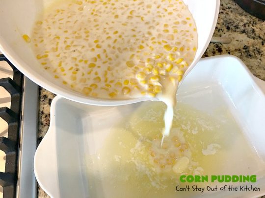 Corn Pudding | Can't Stay Out of the Kitchen | our favorite #corn #casserole recipe is also the easiest! This one is like a corn #souffle. It's the perfect side dish for #holidays like #Thanksgiving or #Christmas or to serve for company.