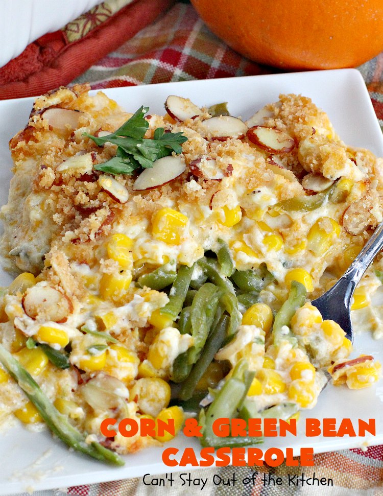 Corn and Green Bean Casserole | Can't Stay Out of the Kitchen | This is one of our favorite #holiday #casseroles. Everyone always raves over it! #corn #greenbeans #cheese #Thanksgiving #Christmas