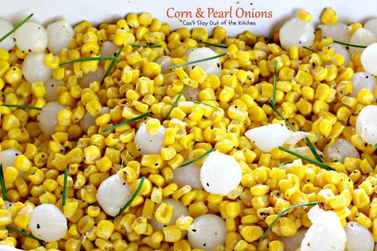 Corn & Pearl Onions | Can't Stay Out of the Kitchen | this tasty #sidedish is so quick and easy you'll find it on the menu often! #corn #pearlonions #glutenfree
