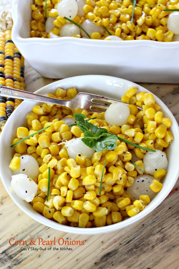 Corn & Pearl Onions | Can't Stay Out of the Kitchen | this tasty #sidedish is so quick and easy you'll find it on the menu often! #corn #pearlonions #glutenfree