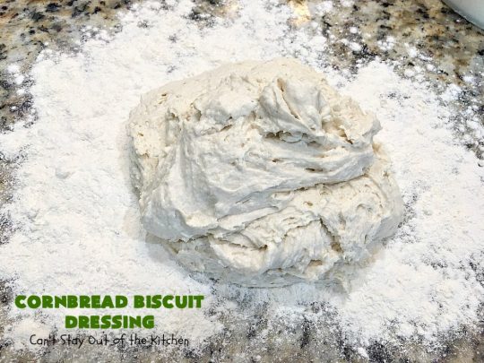 Cornbread Biscuit Dressing | Can't Stay Out of the Kitchen | This fantastic #stuffing #recipe for #turkey is made with #biscuits & #Jiffy #cornbread. Terrific side dish for #Thanksgiving or #Christmas. #TurkeyDressing #TurkeyStuffing #CornbreadBiscuitDressing #GooseberryPatch