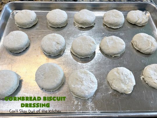 Cornbread Biscuit Dressing | Can't Stay Out of the Kitchen | This fantastic #stuffing #recipe for #turkey is made with #biscuits & #Jiffy #cornbread. Terrific side dish for #Thanksgiving or #Christmas. #TurkeyDressing #TurkeyStuffing #CornbreadBiscuitDressing #GooseberryPatch