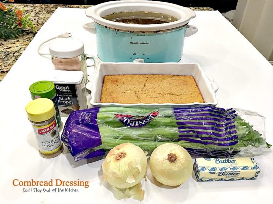 Cornbread Dressing | Can't Stay Out of the Kitchen | My Mom's fantastic #cornbread #stuffing recipe. Great for the #holidays. #glutenfree