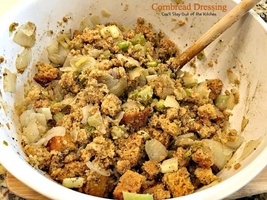 Cornbread Dressing | Can't Stay Out of the Kitchen | My Mom's fantastic #cornbread #stuffing recipe. Great for the #holidays. #glutenfree