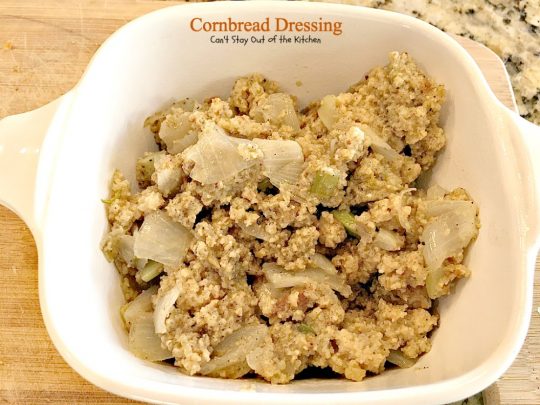 Cornbread Dressing | Can't Stay Out of the Kitchen | My Mom's fantastic #cornbread #stuffing recipe. Great for the #holidays. #glutenfree