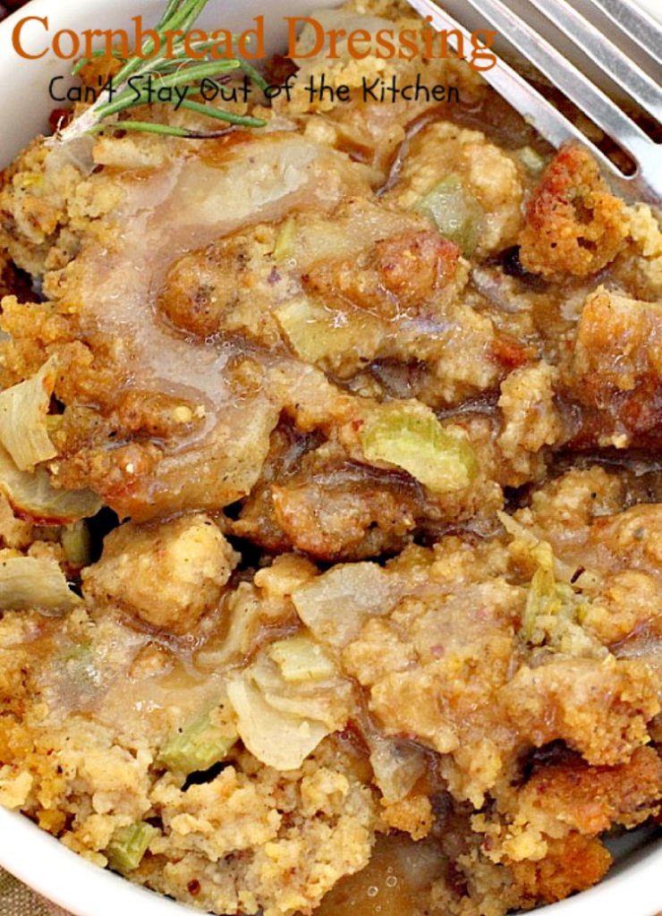 Cornbread Dressing | Can't Stay Out of the Kitchen | My Mom's fantastic #cornbread #stuffing recipe. Great for the #holidays. #glutenfree