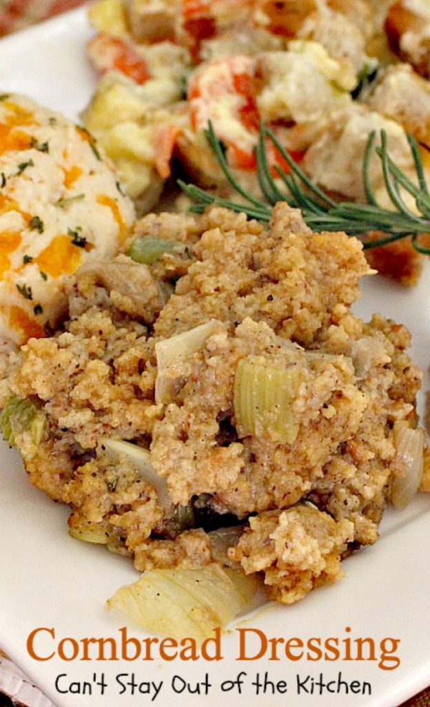 Cornbread Dressing | Can't Stay Out of the Kitchen | My Mom's fantastic #cornbread #stuffing recipe. Great for the #holidays. #glutenfree