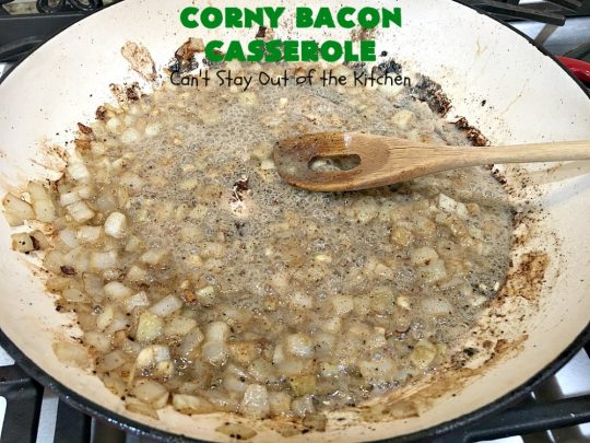 Corny Bacon Casserole | Can't Stay Out of the Kitchen | this delightful #CornCasserole is terrific for #holiday menus like #MothersDay or #FathersDay. It's chocked full of #corn & #bacon & so scrumptious everyone will want extra servings! #CornyBaconCasserole #SideDish #HolidaySideDish