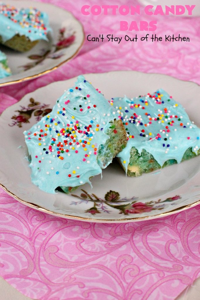 Cotton Candy Bars | Can't Stay Out of the Kitchen | these amazing bar-type #cookies are sinfully rich, decadent and so spectacular. They make a terrific #dessert for #Tailgating parties, #ValentinesDay or the #SuperBowl! #Holiday #HolidayDessert #TailgatingDessert #SuperBowlDessert #ValentinesDayDessert #Brownie #chocolate #CottonCandy #whitechocolate #ChocolateDessert