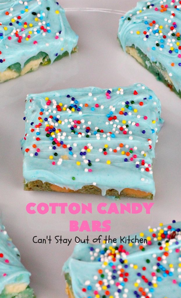 Cotton Candy Bars | Can't Stay Out of the Kitchen | these amazing bar-type #cookies are sinfully rich, decadent and so spectacular. They make a terrific #dessert for #Tailgating parties, #ValentinesDay or the #SuperBowl! #Holiday #HolidayDessert #TailgatingDessert #SuperBowlDessert #ValentinesDayDessert #Brownie #chocolate #CottonCandy #whitechocolate #ChocolateDessert