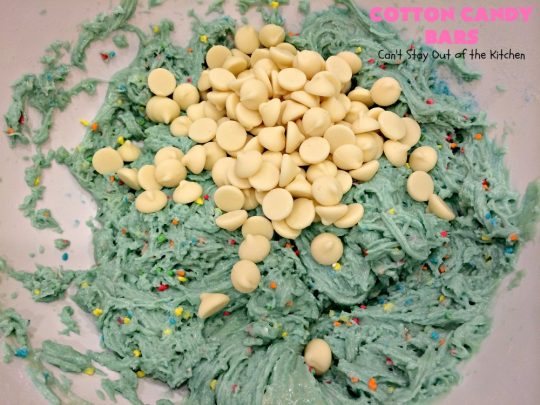 Cotton Candy Bars | Can't Stay Out of the Kitchen | these amazing bar-type #cookies are sinfully rich, decadent and so spectacular. They make a terrific #dessert for #Tailgating parties, #ValentinesDay or the #SuperBowl! #Holiday #HolidayDessert #TailgatingDessert #SuperBowlDessert #ValentinesDayDessert #Brownie #chocolate #CottonCandy #whitechocolate #ChocolateDessert