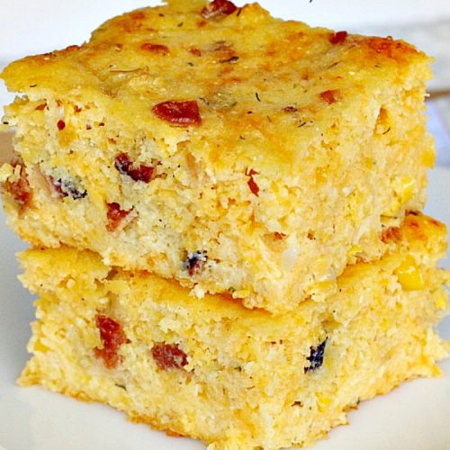 "Cracked Out" Sweet Cornbread | Can't Stay Out of the Kitchen | this amazing #cornbread has #RanchDressingMix, #bacon, #cheddarcheese & creamed #corn. Sweetened with #honey. #glutenfree