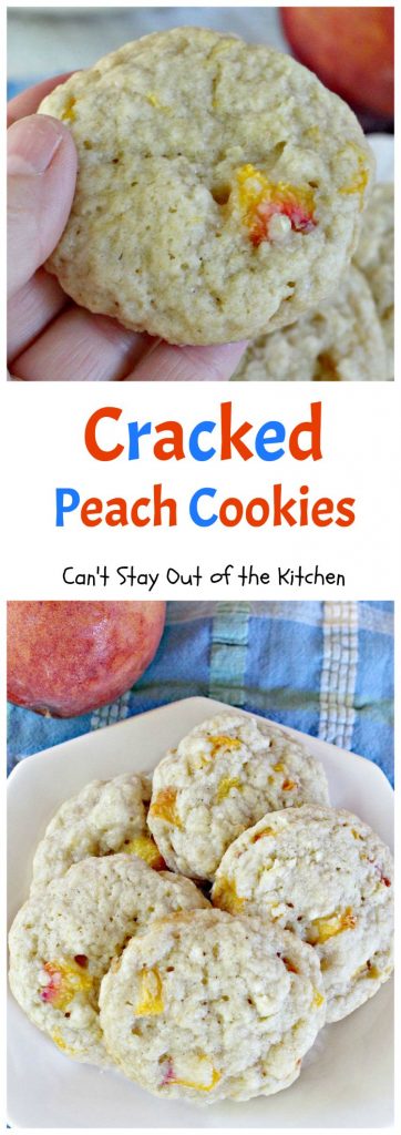 Cracked Peach Cookies | Can't Stay Out of the Kitchen | these amazing #cookies are so incredibly good you'll find yourself making them over and over! #dessert #peaches