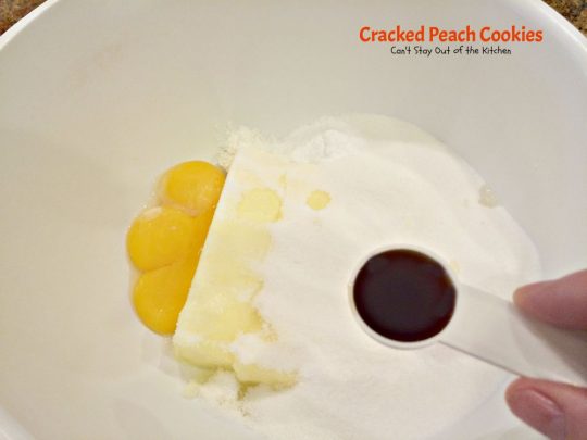Cracked Peach Cookies | Can't Stay Out of the Kitchen | these amazing #cookies are so incredibly good you'll find yourself making them over and over! #dessert #peaches