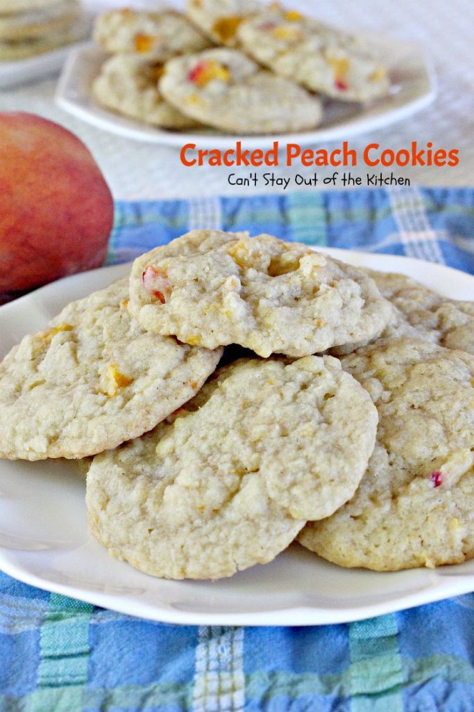 Cracked Peach Cookies | Can't Stay Out of the Kitchen | these amazing #cookies are so incredibly good you'll find yourself making them over and over! #dessert #peaches