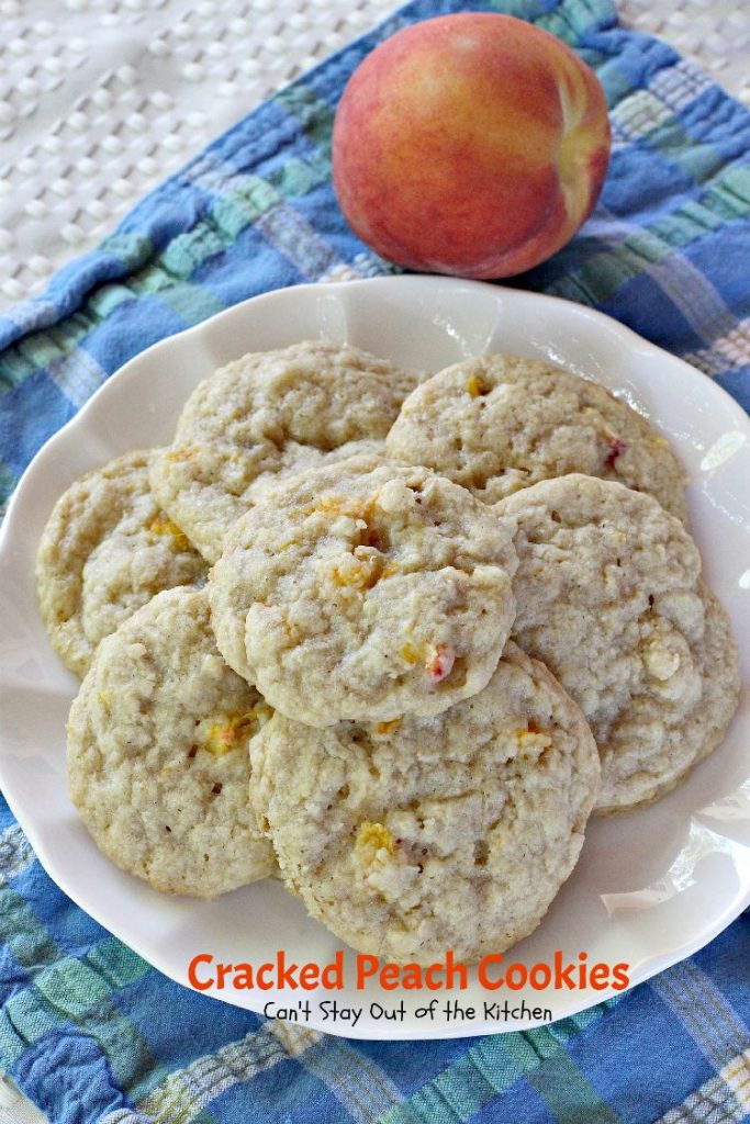 Cracked Peach Cookies | Can't Stay Out of the Kitchen | these amazing #cookies are so incredibly good you'll find yourself making them over and over! #dessert #peaches