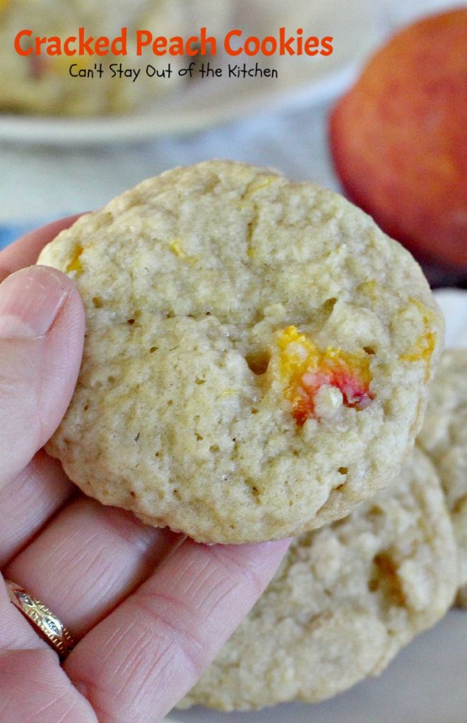Cracked Peach Cookies | Can't Stay Out of the Kitchen | these amazing #cookies are so incredibly good you'll find yourself making them over and over! #dessert #peaches