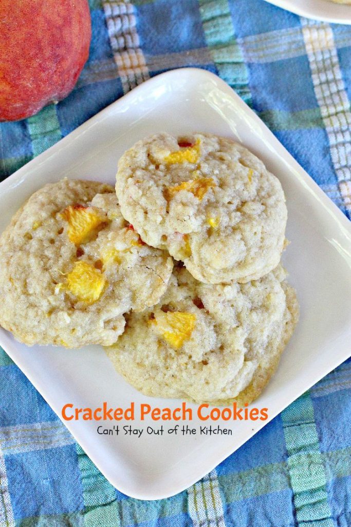 Cracked Peach Cookies | Can't Stay Out of the Kitchen | these amazing #cookies are so incredibly good you'll find yourself making them over and over! #dessert #peaches