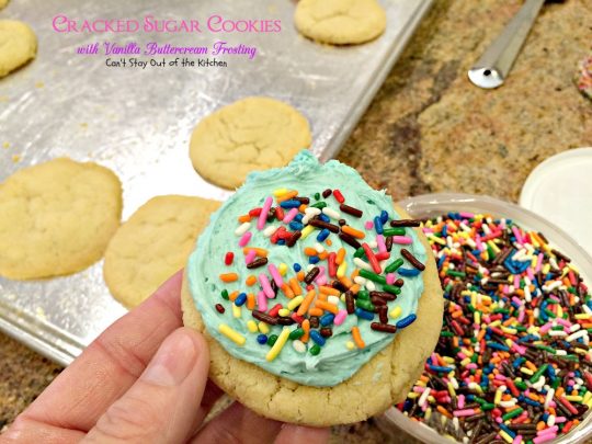 Cracked Sugar Cookies with Vanilla Buttercream Frosting | Can't Stay Out of the Kitchen | one of the most sensational #sugarcookies you will ever eat! #cookie #dessert