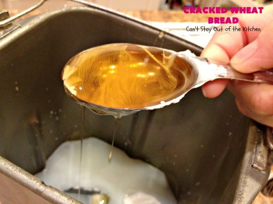 Cracked Wheat Bread | Can't Stay Out of the Kitchen | this delicious #WholeWheatBread includes honey & #CrackedWheat. It's so easy since it's made in the #breadmaker. Wonderful #bread to serve with soup or chili. We also like to eat it for #breakfast served with jellies or jam. #HomemadeBread #CrackedWheatBread #BreadmakerBread