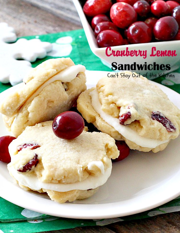Cranberry Lemon Sandwiches | Can't Stay Out of the Kitchen | these fantastic #cookies are perfect for the #holidays. They use #craisins & #lemon zest. The icing is heavenly. #dessert