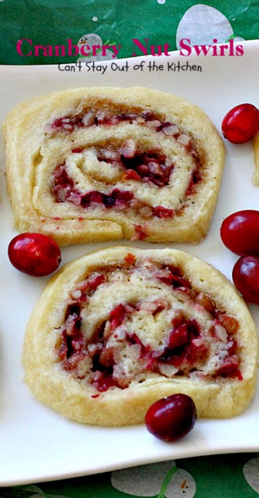 Cranberry Nut Swirls | Can't Stay Out of the Kitchen | these are our favorite #Christmas #cookies. They have a lovely #cranberry, pecan & orange zest filling in a shortbread crust. Heavenly. #dessert