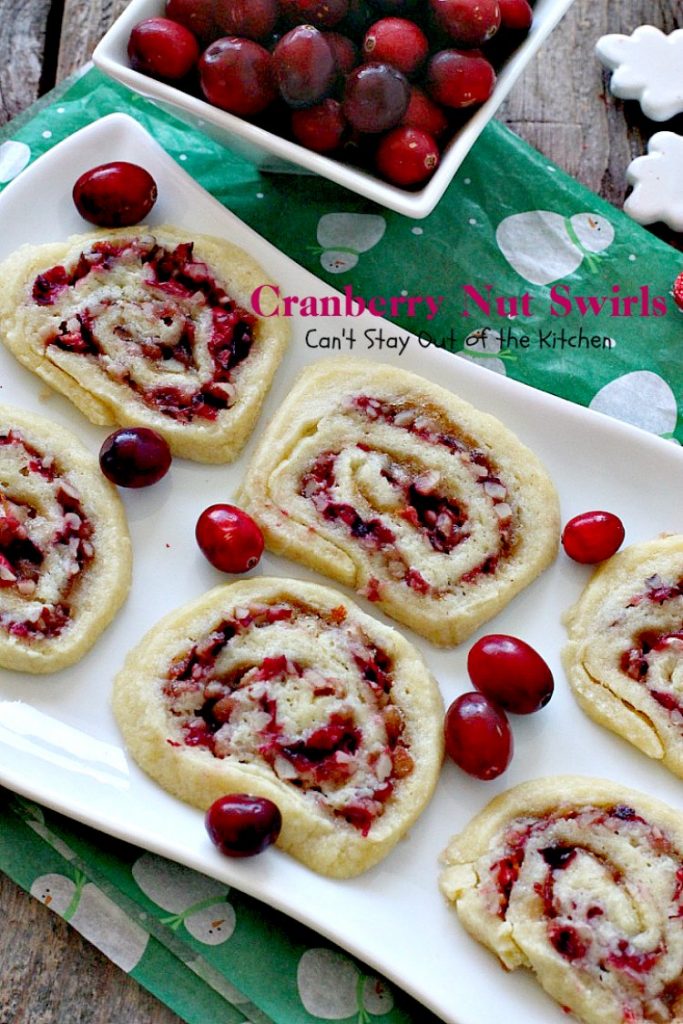 Cranberry Nut Swirls | Can't Stay Out of the Kitchen | these are our favorite #Christmas #cookies. They have a lovely #cranberry, pecan & orange zest filling in a shortbread crust. Heavenly. #dessert