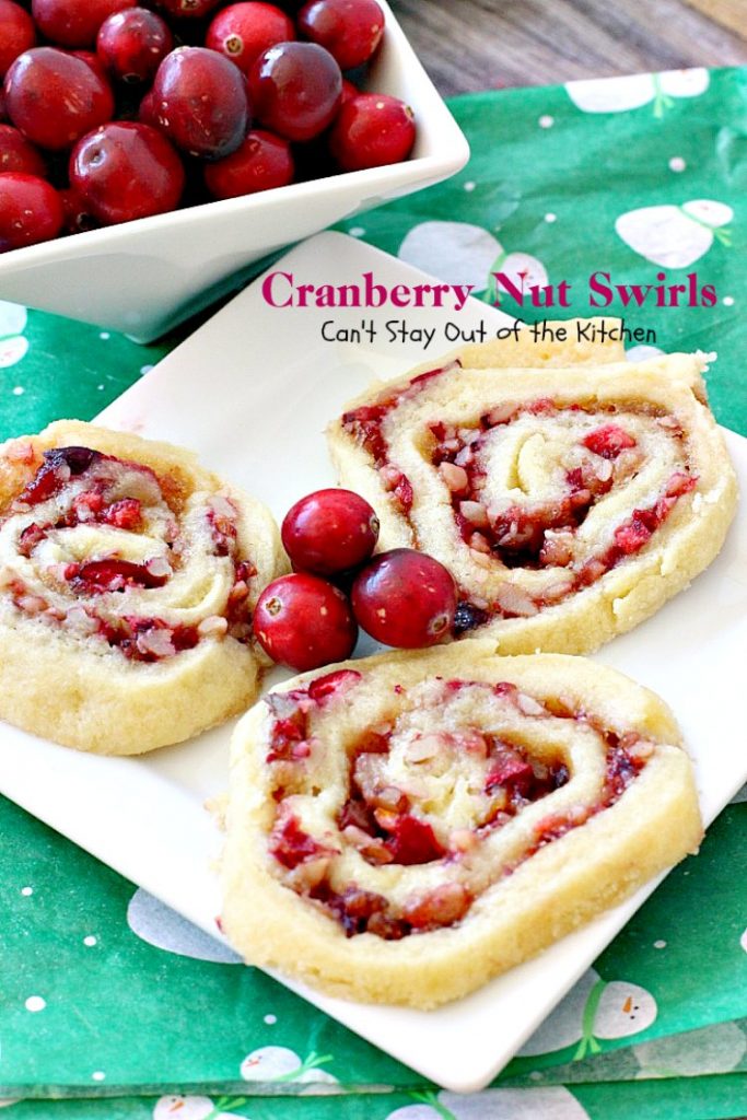 Cranberry Nut Swirls | Can't Stay Out of the Kitchen | these are our favorite #Christmas #cookies. They have a lovely #cranberry, pecan & orange zest filling in a shortbread crust. Heavenly. #dessert