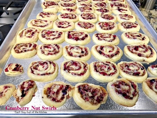 Cranberry Nut Swirls | Can't Stay Out of the Kitchen | these are our favorite #Christmas #cookies. They have a lovely #cranberry, pecan & orange zest filling in a shortbread crust. Heavenly. #dessert
