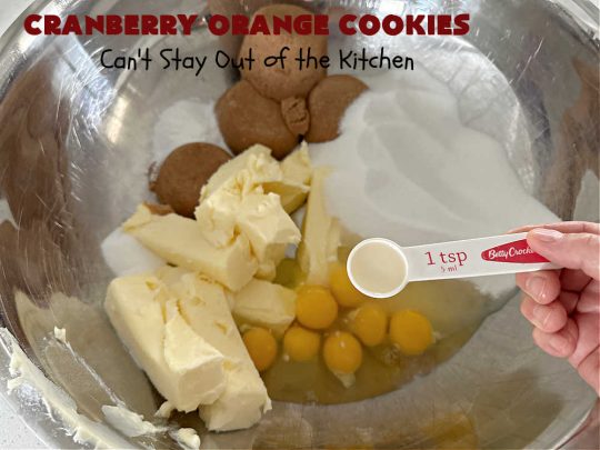 Cranberry Orange Cookies | Can't Stay Out of the Kitchen | these festive & beautiful #cookies are marvelous for #holiday #baking, #tailgating & office parties or a #ChristmasCookieExchange. They're filled with fresh #cranberries, #OrangeZest & #VanillaChips so they explode with flavor. They're a little tart & a little sweet! #dessert #CranberryDessert #CranberryOrangeCookies