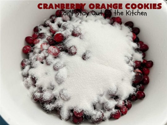 Cranberry Orange Cookies | Can't Stay Out of the Kitchen | these festive & beautiful #cookies are marvelous for #holiday #baking, #tailgating & office parties or a #ChristmasCookieExchange. They're filled with fresh #cranberries, #OrangeZest & #VanillaChips so they explode with flavor. They're a little tart & a little sweet! #dessert #CranberryDessert #CranberryOrangeCookies