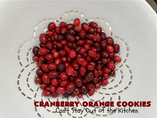 Cranberry Orange Cookies | Can't Stay Out of the Kitchen | these festive & beautiful #cookies are marvelous for #holiday #baking, #tailgating & office parties or a #ChristmasCookieExchange. They're filled with fresh #cranberries, #OrangeZest & #VanillaChips so they explode with flavor. They're a little tart & a little sweet! #dessert #CranberryDessert #CranberryOrangeCookies