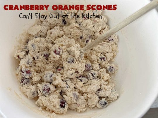 Cranberry Orange Scones | Can't Stay Out of the Kitchen | these luscious #scones have the most spectacular combination of flavors using fresh #cranberries, #OrangeZest & featuring a luscious #orange icing with more Orange Zest on top. They simply beg to be eaten! You'll be swooning after sinking your teeth into these amazing #CranberryOrangeScones. Great for a weekend, company or #holiday #breakfast or #brunch like #Thanksgiving, #Christmas, #NewYearsDay or #ValentinesDay.