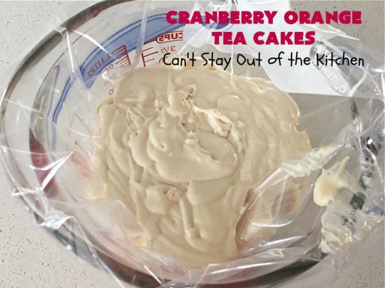 Cranberry Orange Tea Cakes | Can't Stay Out of the Kitchen | These delightful #TeaCakes include fresh #cranberries, grated #OrangeZest & #walnuts. The icing also includes #orange zest. This is the perfect #dessert to bring to #holiday & #Christmas parties. Everyone will swoon over these delicious treats. #HolidayDessert #CranberryDessert #CranberryOrangeTeaCakes