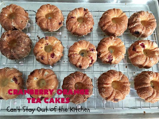 Cranberry Orange Tea Cakes | Can't Stay Out of the Kitchen | These delightful #TeaCakes include fresh #cranberries, grated #OrangeZest & #walnuts. The icing also includes #orange zest. This is the perfect #dessert to bring to #holiday & #Christmas parties. Everyone will swoon over these delicious treats. #HolidayDessert #CranberryDessert #CranberryOrangeTeaCakes