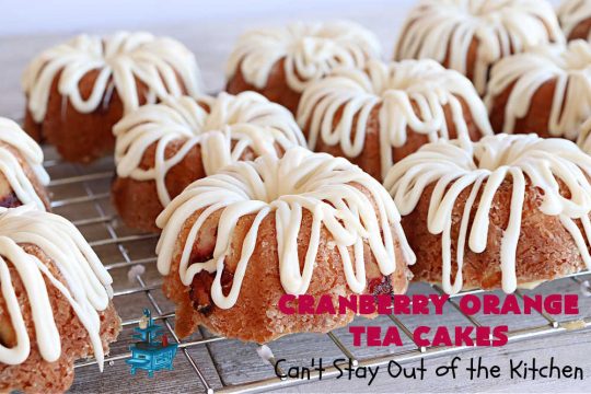 Cranberry Orange Tea Cakes | Can't Stay Out of the Kitchen | These delightful #TeaCakes include fresh #cranberries, grated #OrangeZest & #walnuts. The icing also includes #orange zest. This is the perfect #dessert to bring to #holiday & #Christmas parties. Everyone will swoon over these delicious treats. #HolidayDessert #CranberryDessert #CranberryOrangeTeaCakes
