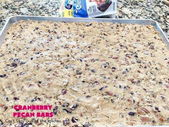 Cranberry Pecan Bars | Can't Stay Out of the Kitchen | these fantastic bar-type #cookies use dried #cranberries, #pecans & #coconut. They're crunchy, chewy & utterly irresistible. #dessert #tailgating #holiday #HolidayDessert #CranberryDessert #CranberryPecanBars