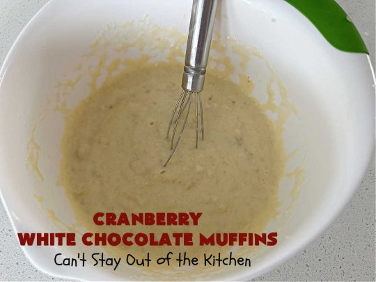 Cranberry White Chocolate Muffins | Can't Stay Out of the Kitchen | These fantastic #muffins are just what the doctor orders for a sweet tooth craving! They're filled with real #WhiteChocolateChips & #DriedCranberries. #Applesauce & #bananas also add sweetness. Excellent option for any #breakfast or #brunch menu, or for #tailgating parties or #potlucks. #cranberries #chocolate #CranberryWhiteChocolateMuffins