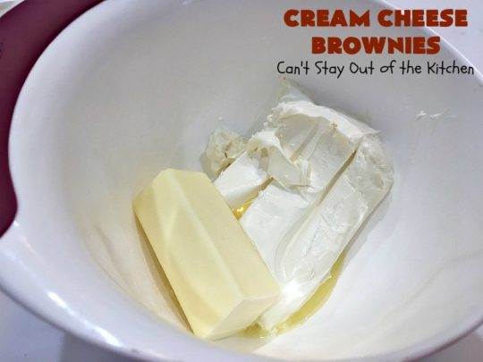 Cream Cheese Brownies | Can't Stay Out of the Kitchen | This is our favorite #brownie #recipe ever! The #CreamCheese layer includes #coconut & the brownie layer includes #ChocolateChips & #pecans. Swirled together these are absolutely decadent! Terrific for #tailgating parties or summer #holiday fun like #FourthOfJuly or #LaborDay. #dessert #HolidayDessert #ChocolateDessert #CreamCheeseDessert #cookie #CreamCheeseBrownies