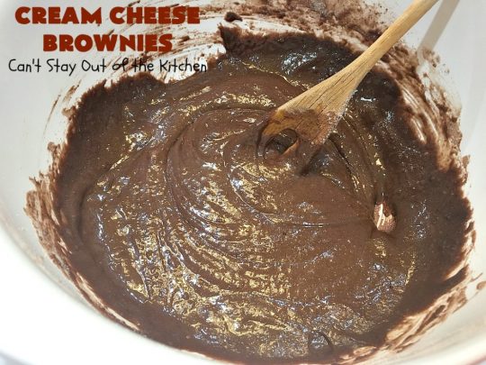 Cream Cheese Brownies | Can't Stay Out of the Kitchen | This is our favorite #brownie #recipe ever! The #CreamCheese layer includes #coconut & the brownie layer includes #ChocolateChips & #pecans. Swirled together these are absolutely decadent! Terrific for #tailgating parties or summer #holiday fun like #FourthOfJuly or #LaborDay. #dessert #HolidayDessert #ChocolateDessert #CreamCheeseDessert #cookie #CreamCheeseBrownies
