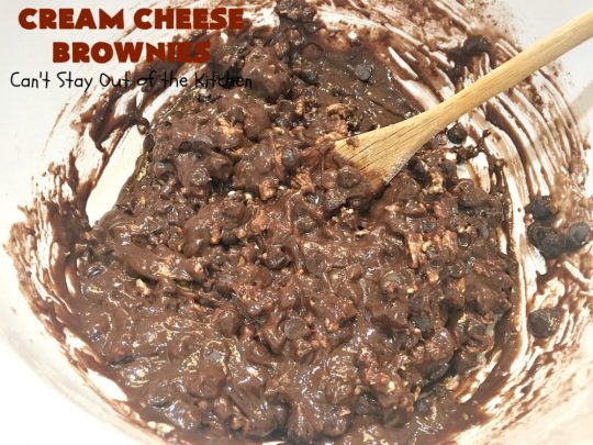 Cream Cheese Brownies | Can't Stay Out of the Kitchen | This is our favorite #brownie #recipe ever! The #CreamCheese layer includes #coconut & the brownie layer includes #ChocolateChips & #pecans. Swirled together these are absolutely decadent! Terrific for #tailgating parties or summer #holiday fun like #FourthOfJuly or #LaborDay. #dessert #HolidayDessert #ChocolateDessert #CreamCheeseDessert #cookie #CreamCheeseBrownies