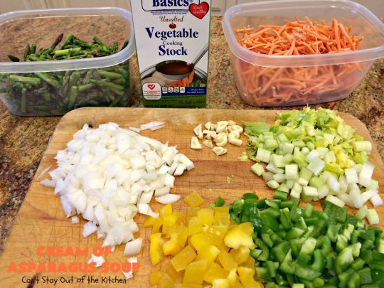 Cream of Asparagus Soup | Can't Stay Out of the Kitchen | This delicious #soup is perfect comfort food for #fall. We love this easy recipe made in the #crockpot. #asparagus #carrots #glutenfree