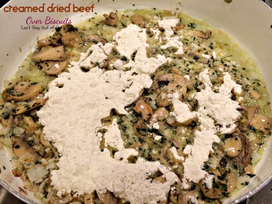 Creamed Dried Beef Over Biscuits | Can't Stay Out of the Kitchen | my favorite comfort food for #breakfast or dinner! Love this recipe over homemade #biscuits. #driedbeef