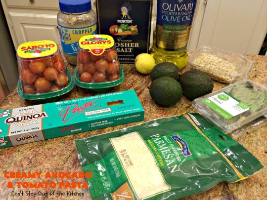 Creamy Avocado and Tomato Pasta | Can't Stay Out of the Kitchen | this easy and delightful #pasta #recipe is utterly amazing. The #Basil & #avocado sauce makes this dish fantastic. It also includes #tomatoes, #PineNuts & #ParmesanCheese. This is totally awesome for #MeatlessMondays or on days when you're short on time. I used #GlutenFree #noodles but you can use any kind. #cheese #GlutenFreeMainDish #CreamyAvocadoAndTomatopasta