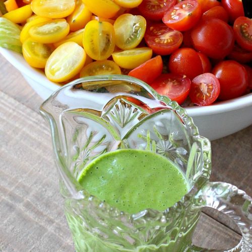 Creamy Cilantro Lime Dressing | Can't Stay Out of the Kitchen | this fantastic #SaladDressing uses #GreekYogurt, #Cilantro & a little honey. It's a terrific dressing to put over any #TexMex style #salad. #Healthy #CleanEating #GlutenFree #CreamyCilantroLimeDressing