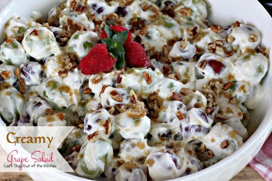 Creamy Grape Salad | Can't Stay Out of the Kitchen | this fabulous #fruit #salad is great for #holidays, picnics or company. Quick and easy. #glutenfree #grapes